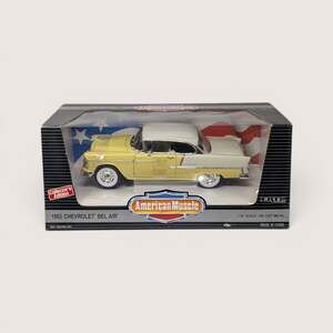 Vintage 1995 ERTL American Muscle 1955 Chevy Bel Air Diecast Car 1 18 Yellow